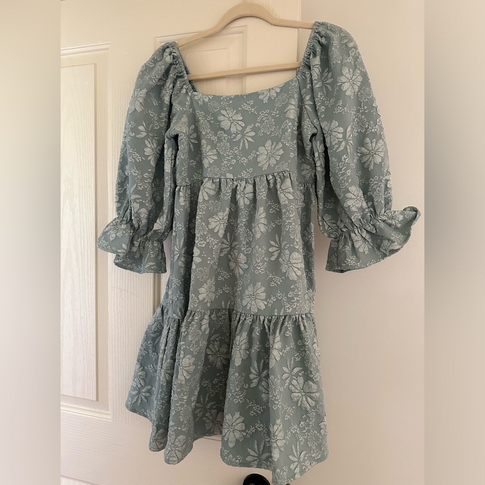 Shop the Mint green jacquard dress